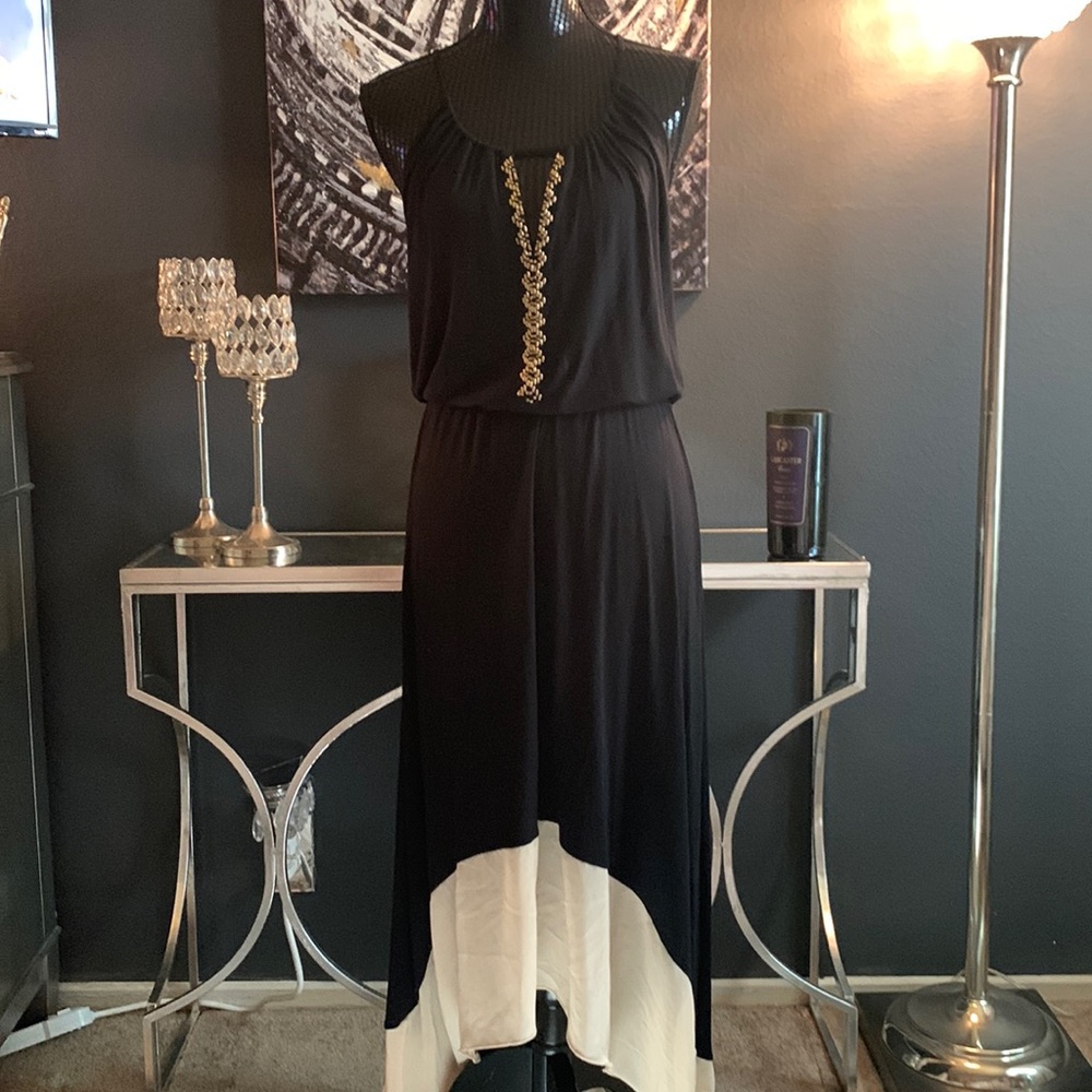 Spense Chiffon Hem Hi Low Embellished Maxi Dress